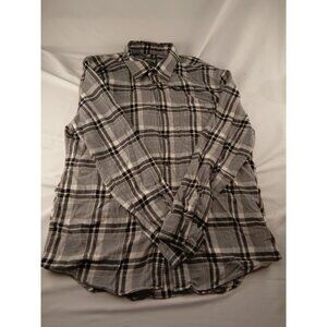 American Eagle Button Down Shirt Men's Size L Grey Plaid Vintage Fit